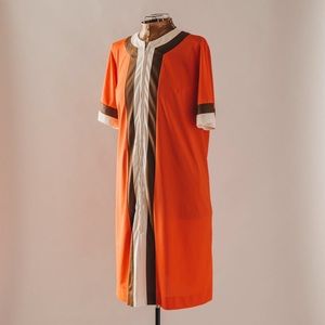 Vintage 60s/70s Electric Orange House Dress